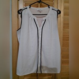 Calvin Klein White Blouse with Black Accents